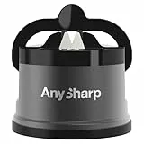 AnySharp Pro Metall Messerschärfer, Freihändige Sicherheit, PowerGrip Saugnapf, Schärft alle Küchenmesser, Ideal für gehärteten Stahl & Wellenschliff, Weltbeste Qualität, Rotguss Gunmetal