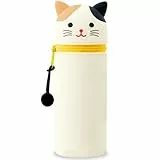 GDFJBG 2-in-1 Silikon Federmäppchen, Kawaii,Tischstifthalter Federtasche Tischstifthalter, Reißverschluss, Silikon, Stiftetasche Buntstifte Marker (Schildpatt-Katze)