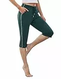 Gyabnw Damen Cropped Pants Capri 3/4 Länge Sweatpants Sport Jogging Shorts Sommerhose Damen Trainingshose Casual Yoga Hose dunkelgrauXL
