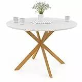 IDMarket - Runder Esstisch Gisele 6 Personen Spinnenbein Holzplatte weiß 110 cm