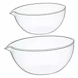 HEMOTON 2pcs Glasschüssel Salatschüssel Rührschüssel Backschüssel Rührtopf Mit Ausgießer Salatschale Messschale Teigschüssel Kochschüssel Glas Küchenschüssel Suppenschalen Mixing Bowl