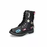 Dockers by Gerli Unisex - Kinder Combat Boots, Jungen,Mädchen Stiefeletten,warm gefüttert,Winterschuhe,Stiefel,Bootee,schwarz,34 EU