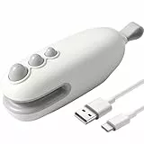 Mini Folienschweißgerät, Bag Sealer mit Cutter, Wiederaufladbarer Tragbarer Heißsiegelgerät/Beutelverschließer. Damit Lebensmittel frisch und Snacks knusprig bleiben. Weiß