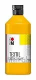 Marabu 17160075021 - Textil Stoffmalfarbe für helle Stoffe, Mittelgelb 500 ml, Druckfarbe auf Wasserbasis, waschbeständig bis 60°C, Fixierung durch Bügeln o. Backofen