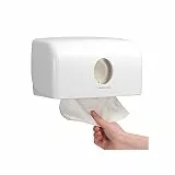 Aquarius Multifold-Handtuchspender 6956, kompakter, weißer Spender für Faltpapiertücher, ideal für eine einfache Reinigung und optimale Hygiene im Waschraum