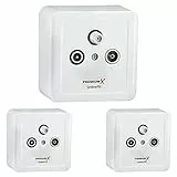 PremiumX 3X PX3 Antennendose 3-Fach Enddose Antennen-Dose Einzel und Stichleitungsdose Aufputz Unterputz SAT-TV-Radio HD Multimediadose