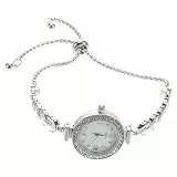VALICLUD Elegante Damen Armbanduhr Vielseitiges Accessoire Runde Quarzuhr mit Strasssteinen aus Zinklegierung in Silber für Festliche Anlässe und Stilvolle Outfits