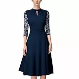 TANTOMI Cocktailkleid Damen Kleider Elegant Spitze, SchöNe Hochzeit Abendkleider Vintage Rockabilly Kleid Damen, Naviblau