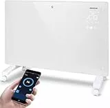 Aigostar Elektroheizung Glas Konvektor Heizung mit Fernbedienung für Räume ca. 30 m², Heizkörper mit Thermostat Energiesparend ECO Leise, 24 Timer, Standgerät/Wandmontage, APP WiFi, 2000W Schwarz