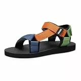OUSIMEN Herren Sandalen Flache Verstellbare Langlebige Sportsandalen Bequem Offener Zehenbereich Lässige Sandalen Wandersport Schuhe
