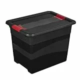 keeeper Transportbehälter mit Deckel und Schiebeverschluss, Extra Stabil, 39,5 x 29,5 x 30 cm, 24 l, Eckhart, Graphit Grau