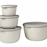 Mepal - Multischale Cirqula Round 4-teiliges Set - Vorratsdosen mit Deckel - Geignet als Aufbewahrungsbox, Kuhlschrank, Gefrierschrank & Mikrowellengeschirr - 500, 1000, 2000, & 3000 ml - Nordic White