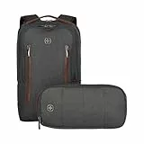 WENGER CityUpgrade Laptop-Rucksack mit Umhängetasche, Kompakt, Notebook bis 16 Zoll, Tablet bis 12 Zoll, 15 l, Damen Herren, Business Uni Schule Reisen, Grau, 606489