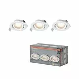 Osram Spot Set LED Einbaustrahler, 4,9W, 220lm, 2700K, Ø90mm Deckenspot, 120°, Weiß, schwenkbar, 3er-Set