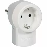 LEGRAND, Schutzkontakt-Stecker mit Steckdose, Doppelfunktionsstecker, Deutscher Standard, 2P + E, 16 A, 230 V, max. 3680 W, mit Kabelanschluss bis 3 x 1.5 mm², Farbe: Weiß/Grau, 050462