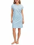 CALIDA Lovely Nights Kurzarm-Nachthemd Damen, 100% Baumwolle, hautfreundlich, atmungsaktiv, pflegeleicht, Länge 95cm Cascade Blue 52-54