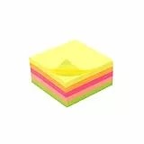 Notizblock, wiederverwendbar, 5 Neonfarben, 250 Blatt, 50 x 50 mm