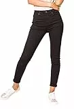 Nina Carter P109 Damen Skinny Fit Jeans High Waist Slim Hose Figurbetonte Stretch Jeanshose (Schwarz (P056-1), M)