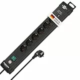 Brennenstuhl Premium-Line Steckdosenleiste 6-fach mit USB C PD 30W und USB A 18W (Made in Germany, Mehrfachsteckdose mit Schalter und 3m Kabel, Steckerleiste zur Wandmontage) schwarz
