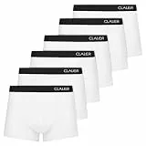 CLALER Boxershorts Herren 6er Pack Baumwolle, Unterhosen Männer Retroshorts, Bequeme und Atmungsaktive Men Unterwäsche(Weiß*6,XXL)