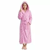 V.&GRIN Damen-Bademantel mit Kapuze, super saugfähig, schnell trocknend, für nach der Dusche, Spa, weicher Bademantel mit Blasenstruktur, Lavendel, Small-Medium