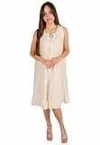 Seasons of April Ärmelloses Damen Musselin Kleid Mini Midi 100% Baumwolle mit Tasseln, Leicht & Locker, One Size - Buki (Creme)