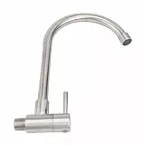 Hosrivae Luftsprudler für Bar Edelstahl Badezimmer - Wassersparende Single Home Wandmontage Küche mit Silber Stahl Wasserhahn Hebel Kaltwasser Wasserhahn Spüle