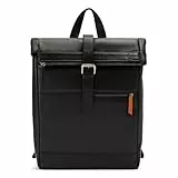 DAVIDOFF ESSENTIALS Herren Rucksack Schwarz – moderner Business Rucksack aus feinem Leder – hochwertiger Kurierrucksack mit Reißverschluss