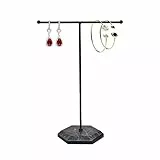 Naapesi Schmuckständer, Metall T-Bar Schmuckhalter Halskettenständer Ohrringhalter Schmuckbaum Kettenhalter, Schmuck Organizer, Schmuck Aufbewahrung für Armbänder, Ohrringe, Ringe, Ketten (Schwarz)
