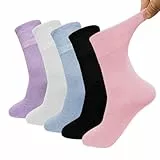 LOFIR Crew Comfort Socken für Damen: Gekämmte Baumwolle ohne Naht Socken Weich Atmungsaktive für Mütter Hausfrauen Lehrerinnen Studenten 5 Paar Mehrfarbig 35-38