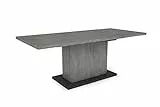 byLIVING Esszimmertisch ATHEN / Beton-Optik grau / großer Auszugstisch 160 cm bis 200 cm / Säulentisch mit Ausziehfunktion / Tisch mit Synchronauszug und Einlegeplatte / 160-200 x 90, H 75 cm