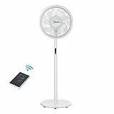 Midea Standventilator S8, Ventilator Leise mit Fernbedienung, 7 Rotorblätter, Turbostufe, 8 Stunden Timer, 8 Geschwindigkeitsstufen, Oszillationsfunktion 85°, 38 dB Leiser standventilatoren, weiß