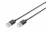 DIGITUS USB 2.0 Kabel - 1m - USB-A zu Typ-A - 480 Mbps - für Computer, Notebooks, Hubs - Schwarz