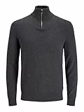 JACK & JONES Male Strickjacke mit Viertelreißverschluss Einfarbig Strickjacke mit Viertelreißverschluss