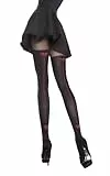 Fiore Strumpfhose 40 den mit rückwärtiger roter Ziernaht mit Schleifchen, schwarz, Gr. 3
