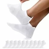 FALARY 10 Paar Sneaker Socken Damen 35-38 Weiß Wandersocken Damen 35-38 Kurz Sportsocken Laufsocken Halbsocken Running Socken Baumwolle Atmungsaktiv