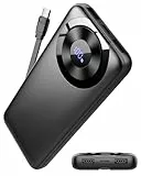 Power Bank Externer Akku, 10.000 mAh, 3 A, Schnellladung, tragbarer USB-C-Akku, In&out mit 4 Ausgängen, tragbares Ladegerät mit integriertem Kabel für iPhone 11/15/12/13/14/16, Xiaomi, Samsung