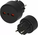 Brennenstuhl Reisestecker/Reiseadapter (Reise-Steckdosenadapter zum Anschluss elektrischer Geräte mit italienischem Stecksystem in Ländern mit Schutzkontakt Stecksystem) schwarz