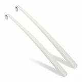 Relaxdays Schuhlöffel 2er Set, 58,5 cm lang, Schuhanzieher Metall, stabil, Aufhänger, Schuhanziehhilfe für Schuhe, weiß