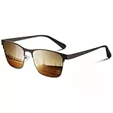Glapeame Sonnenbrille Herren polarisiert UV400 Schutz Rechteckig Sonnenbrillen Klassisch Unisex sunglasses men für Fahren Golf Angeln,Braun