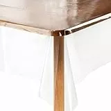 Segus PVC Tischdecke Transparent, 1 Stück 137 * 274 Tischdecke Outdoor, Tischdecke Abwaschbar Transparent, Tischdecke Durchsichtig Klappbar, Plastik Schutztischdecke für Hochzeit, Party
