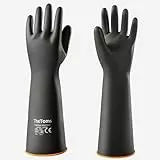 ThxToms Chemikalienbeständige Handschuhe, Chemikalienschutzhandschuh, beständig gegen starke Säuren, Laugen und Öl, Schwarz, 35cm, 45cm, 55cm (45cm)