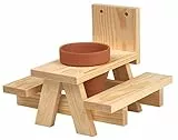 moses Eichhörnchen-Picknicktisch, Eichhörnchen Futterstelle für Garten, Balkon, Terrasse oder im anliegenden Wald, Futterstation zum Selbstgestalten aus Holz und Keramik