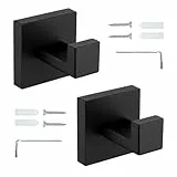 Faittoo Bademantelhaken für Dusche,2 Haken für Handtücher Bad Küche Edelstahl Schwarz