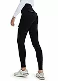 Libin Sport Leggings Damen mit Taschen Fleece Gefütterte Wasserbeständig Cargo Leggins Hohe Taille Warme Thermohose Sportleggins Wanderleggings Sporthose Winterhose, Schwarz L