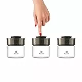 BURI Vorratsglas Vakuumglas 3er Set 450ml | Vorratsdosen Glas mit Edelstahl Deckel & Vakuum Klick-Mechanismus | Luftdicht mottensicher auslaufsicher stapelbar spülmaschinenfest