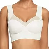 WOWENY BH Damen Ohne Bügel BH Rückenfrei Vollschalen BH Damen Unterwäsche Schlaf Bustier Bralette Komfort Weicher Klassischer BH Weiß M