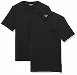 Amazon Essentials Herren T-Shirt mit kurzen Ärmeln, Rundhalsausschnitt und Tasche in normaler Passform, 2er-Pack, Schwarz, XL