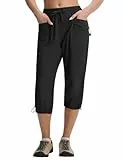 baleaf Damen Wanderhose Knielang UV Schutz Cargohose Outdoorhose Sommerhose Schwarz 3XL