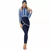 Muslimische Bademode für Damen, bescheidener Badeanzug, Burkini, Oberteil, Hose, Hijab, 3-teilig, volle Abdeckung, Blumendruck, islamischer Badeanzug, Naher Osten, UV-Schutz, Rashguard, Surfen